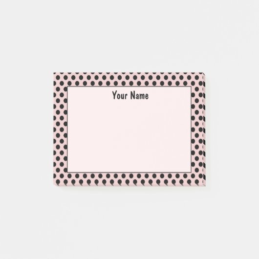 Chic Niedlich Retro Pink und Black Polka Dot Muste Post-it Klebezettel (Vorderseite)
