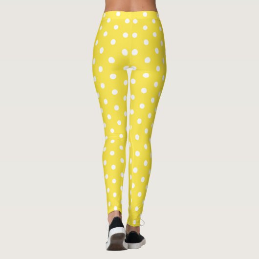 Chic Niedlich Yellow Polka Dots Muster Mode Leggings (Rückseite)