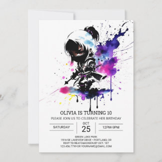 Chic Ninja Custom Girl Geburtstag Einladung