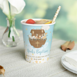 Chic Noahs Ark Blue Baby Shower Taufe Geburtstag Pappbecher