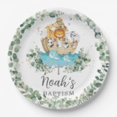 Chic Noahs Ark Greenery Taufe Christening Pappteller (Vorderseite)