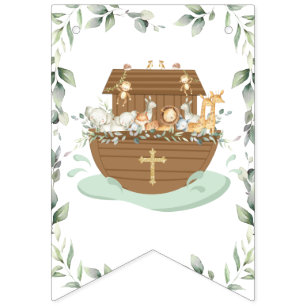 Chic Noahs Ark Greenery Taufe Christening Wimpelkette