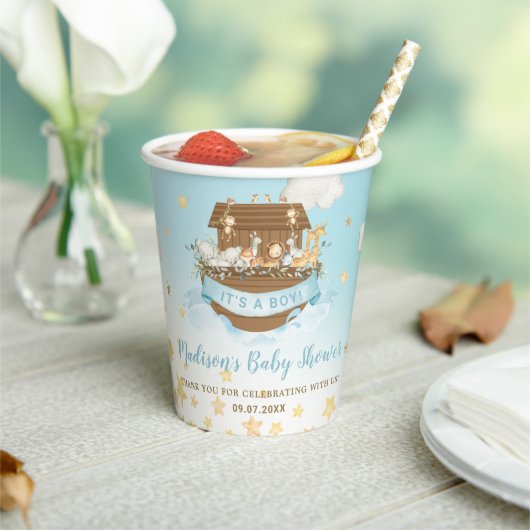 Chic Noahs Ark Niedlicher Tiere Blue Boy Baby Show Pappbecher (In Situ)