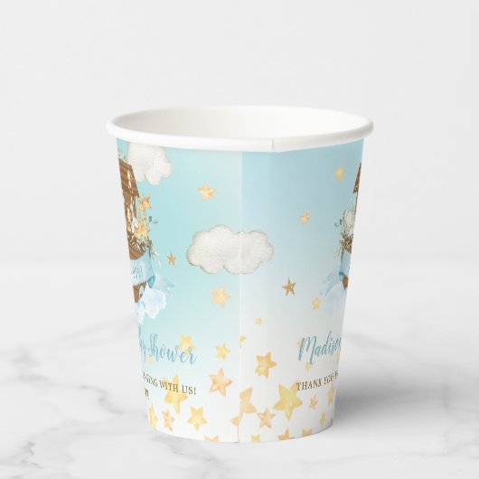 Chic Noahs Ark Niedlicher Tiere Blue Boy Baby Show Pappbecher (Rechts)