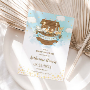 Chic Noahs Ark Niedlicher Tiere Boy Baby Shower Save The Date