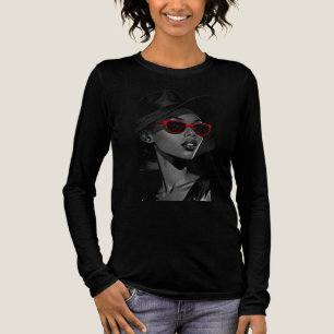 Chic Noir Rote Sonnenbrille Modeporträt Lange Ärme Tri-Blend Shirt