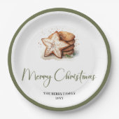 Chic Nordic Christmas Personalized Name Family Pappteller (Vorderseite)