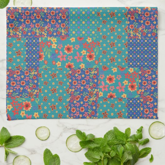 Chic-nostalgisches Imitat-Patchwork-Küchen-Tuch Küchentuch (Gefaltet)