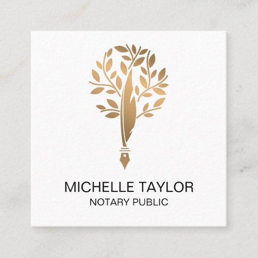 Chic Notary Loan Signing Agent Content Writer Copy Quadratische Visitenkarte (Vorderseite)