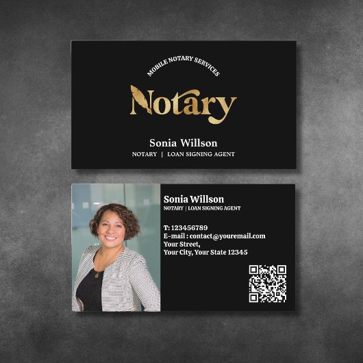 Chic Notary Public Loan Signing Foto QR Code Visitenkarte