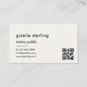 Chic Notary Public Luxury QR Code Monogram Visitenkarte (Rückseite)