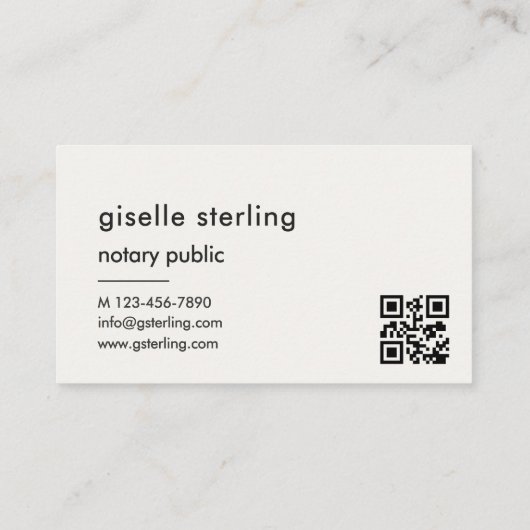 Chic Notary Public Luxury QR Code Monogram Visitenkarte (Rückseite)