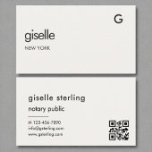 Chic Notary Public Luxury QR Code Monogram Visitenkarte