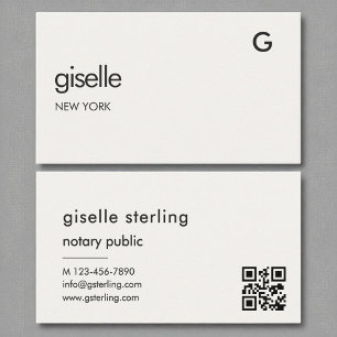Chic Notary Public Luxury QR Code Monogram Visitenkarte