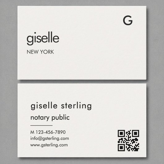 Chic Notary Public Luxury QR Code Monogram Visitenkarte