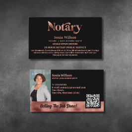 Chic Notary Public Rose Gold Foto QR Code Visitenkarte