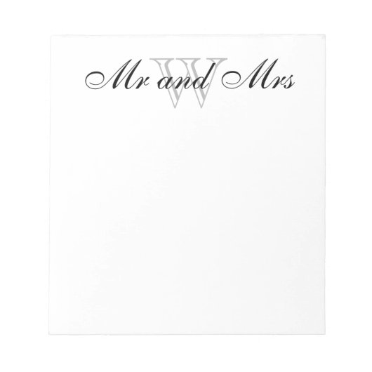 CHIC NOTEPAD_"Mr. and Mrs." WHITE Notizblock (Vorderseite)
