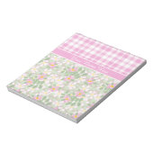 Chic Notepad oder Jotter: rosa Dogroses und Karier Notizblock (Rotiert)