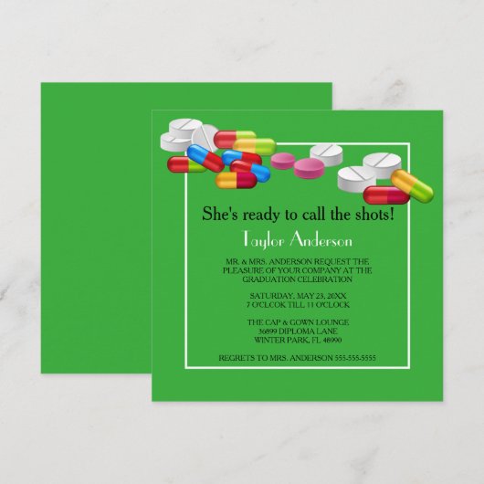 Chic Nursing School Abschluss Einladung (Vorne/Hinten)