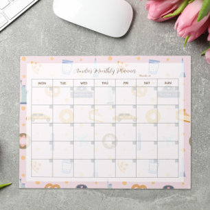 Chic NYC Muster Pink Monthly Name Notizblock