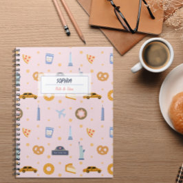Chic NYC Muster Pink Name Spiral Notebook Notizblock