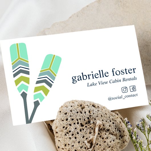 Chic Oars Lake Ocean Beach Cabin Vacation Rentalf Visitenkarte