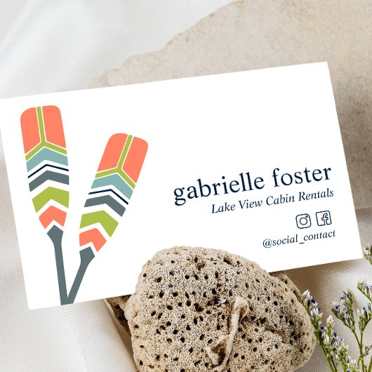 Chic Oars Lake Ocean Beach Cabin Vacation Rentalf Visitenkarte