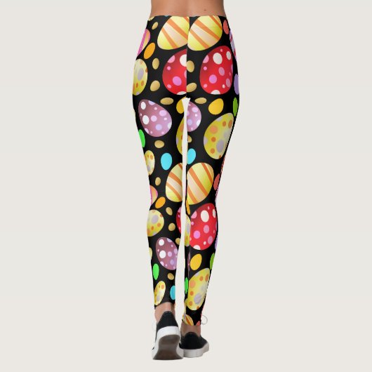 Chic Oaster Eggs Muster Schwarz Leggings (Rückseite)