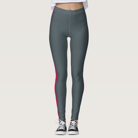 Chic Obsidian Grey Bright Pink Side Panel Leggings (Vorderseite)