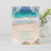 Chic Ocean Beach Summer Bridal Dusche Einladung (Stehend Vorderseite)