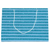 Chic Ocean Blue Glitter Style Horizontal Stripes Große Geschenktüte (Vorderseite)