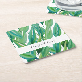Chic Ocean Green Blue Watercolor Art Rechteckiger Pappuntersetzer