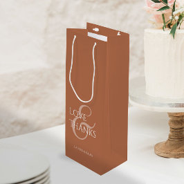 Chic Ochre Terracotta Minimalistische Liebe & Dank Geschenktüte Für Weinflaschen