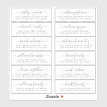 Chic Off-Black Script Wedding Guest Address Labels