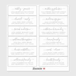 Chic Off-Black Script Wedding Guest Address Labels