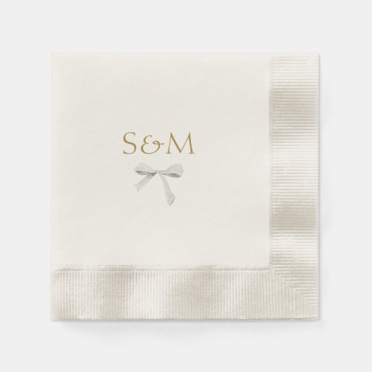 Chic Off White | Begrüßung von White Ribbon Serviette (Vorderseite)