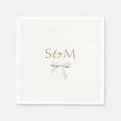 Chic Off White | Begrüßung von White Ribbon Serviette (Vorderseite)