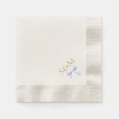 Chic Off White | Blue Ribbon Wedding Welcome Serviette (Vorderseite)
