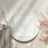 Chic Off White | Blue Ribbon Wedding Welcome Serviette