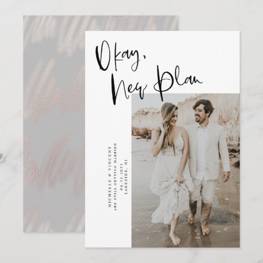 Chic Okay New Plan Hochzeit Save The Date (Vorne/Hinten)
