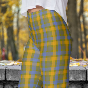 Chic Olive and Blue Karo Muster Leggings