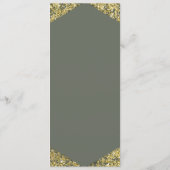 Chic Olive & Gold Glitzer Flakes Hochzeitsmenü Menükarte (Rückseite)