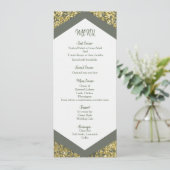 Chic Olive & Gold Glitzer Flakes Hochzeitsmenü Menükarte (Stehend Vorderseite)