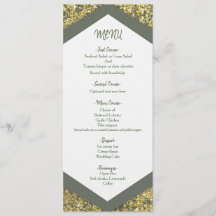 Chic Olive & Gold Glitzer Flakes Hochzeitsmenü
