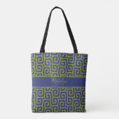 Chic Olive Green Abstract Script Custom Name Tote Tasche (Rückseite)