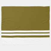 Chic Olive Green Color Block Weißer Untergrund Str Fleecedecke (Vorderseite (Horizontal))