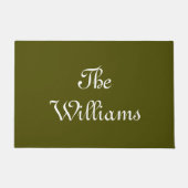 Chic olive green Custom Skript Couple Familienname Fußmatte (Vorderseite)
