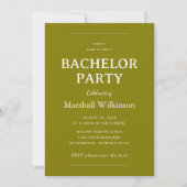 Chic Olive Green Groom's Party Invite QR Code RSVP Einladung (Vorderseite)