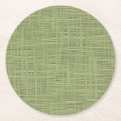 Chic Olive Green Imitats Jute Weave Fabric Muster Runder Pappuntersetzer (Vorderseite)