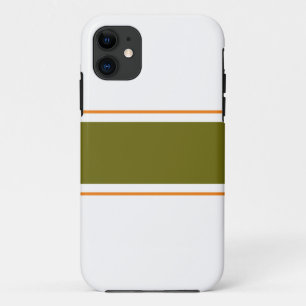 Chic Olive Green Orange Racing Streifen auf weiß Case-Mate iPhone Hülle